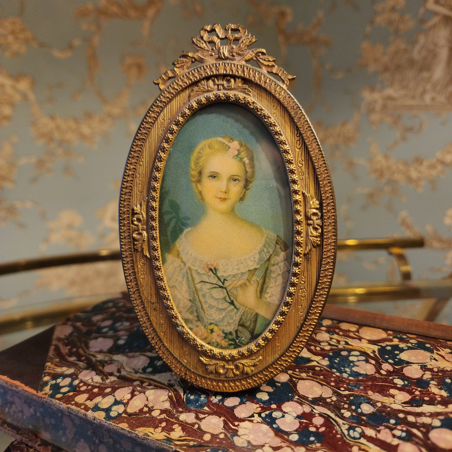 Antique Brass Framed Portrait