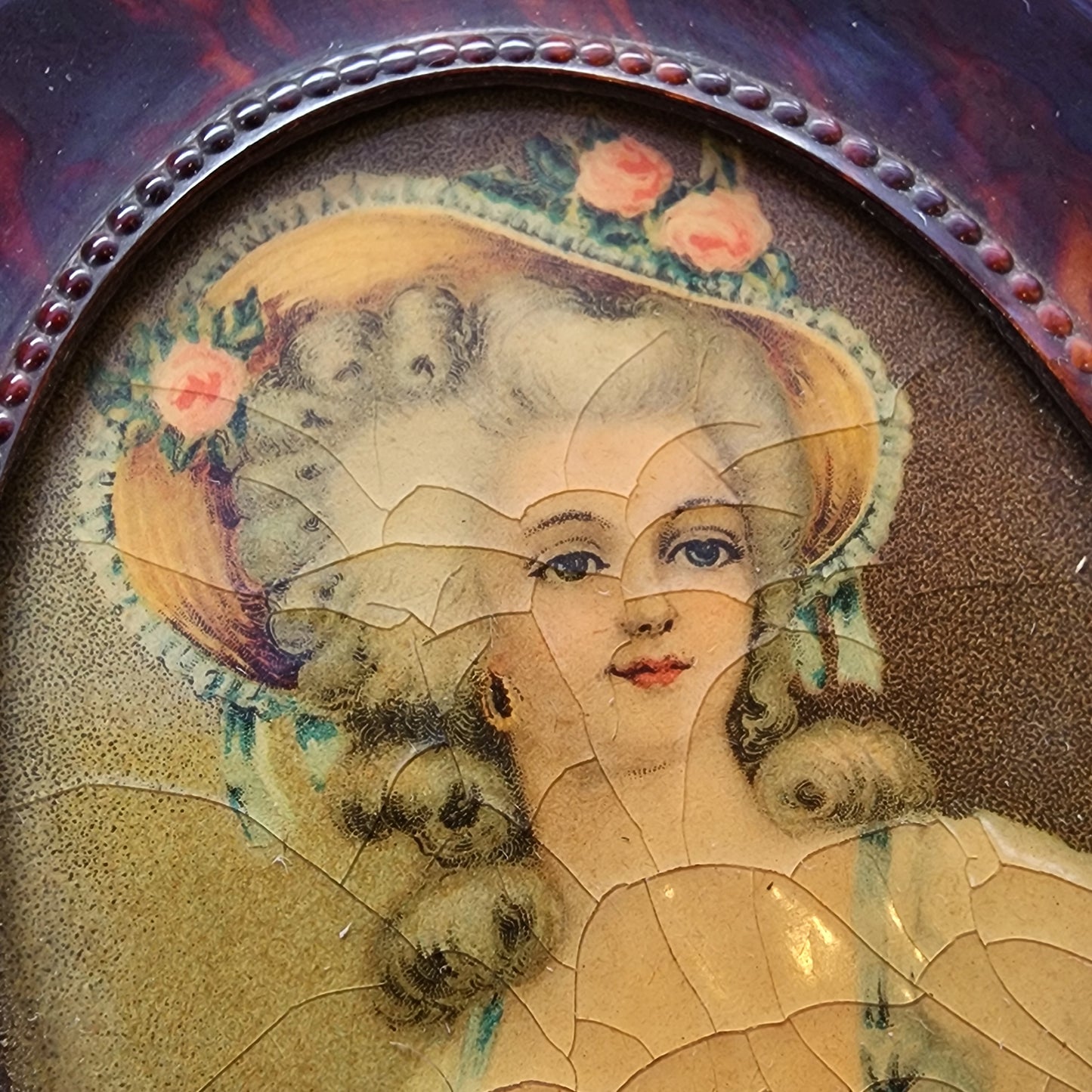 Antique Square Celluloid Framed Portrait