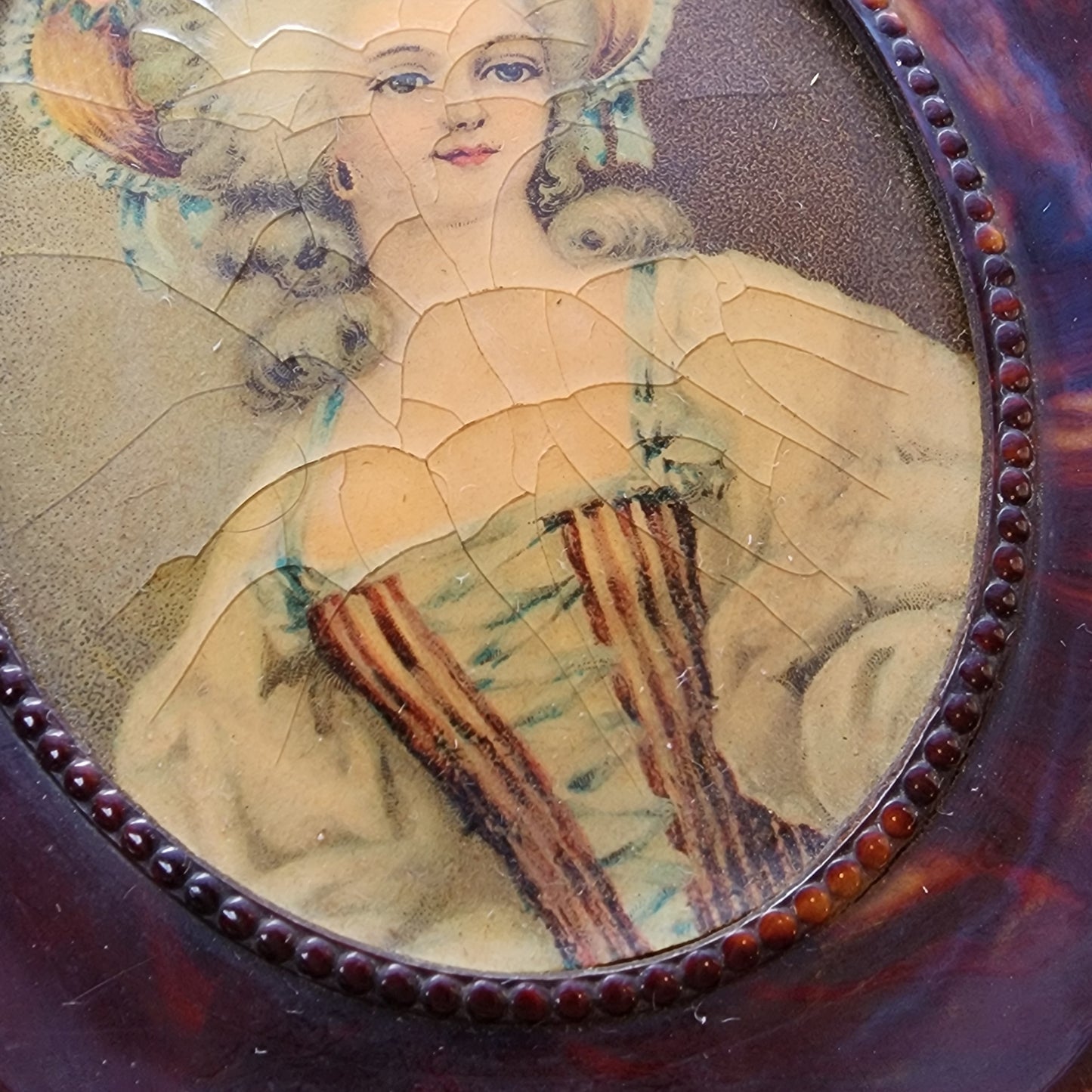 Antique Square Celluloid Framed Portrait