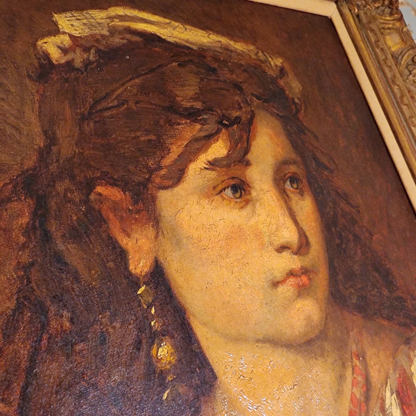 Antique Portrait in Ornate Wooden Frame