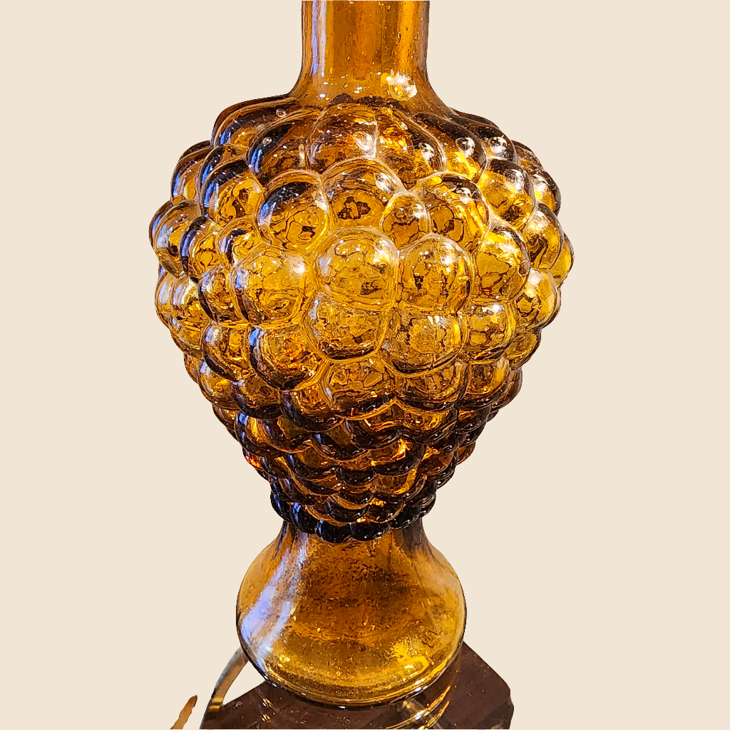 Vintage Amber Bubble Glass Decanter