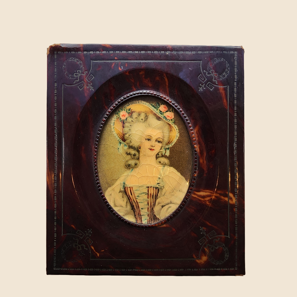 Antique Square Celluloid Framed Portrait