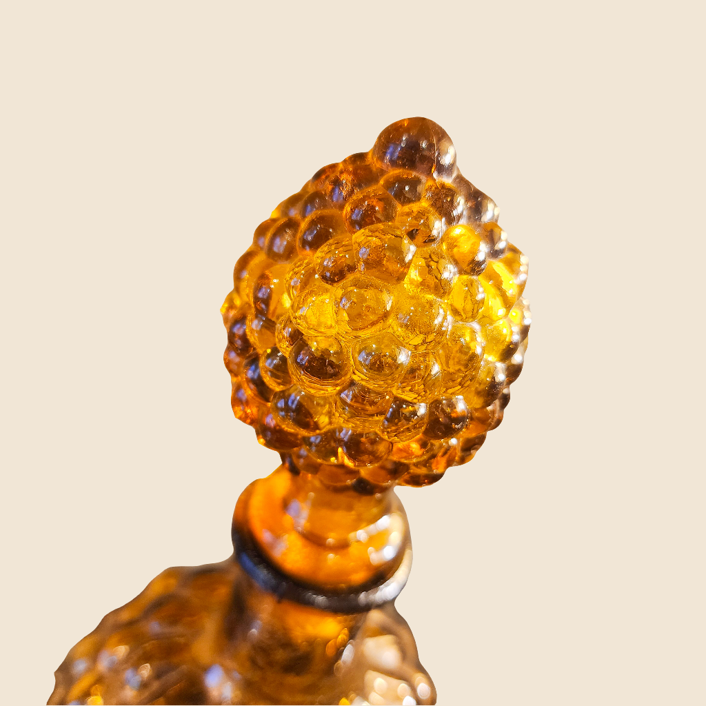 Vintage Amber Bubble Glass Decanter