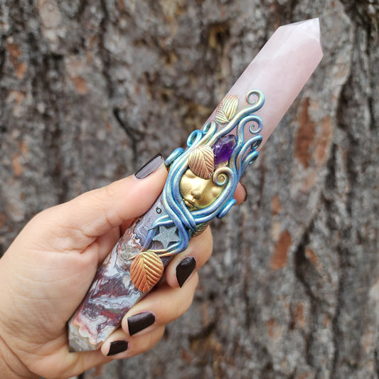 Vibrational Wands- Rose Quartz & Moroccan Agate