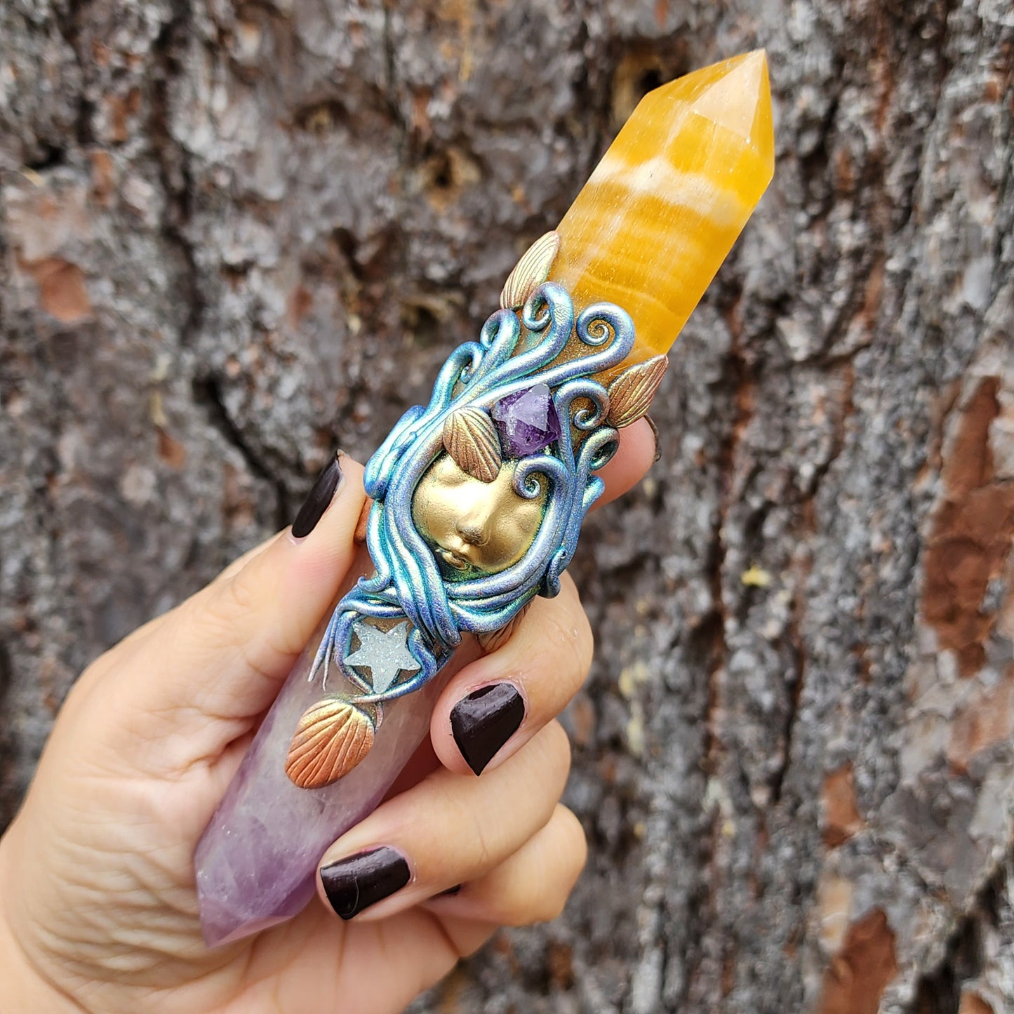 Vibrational Wands- Yellow Calcite & Fluorite