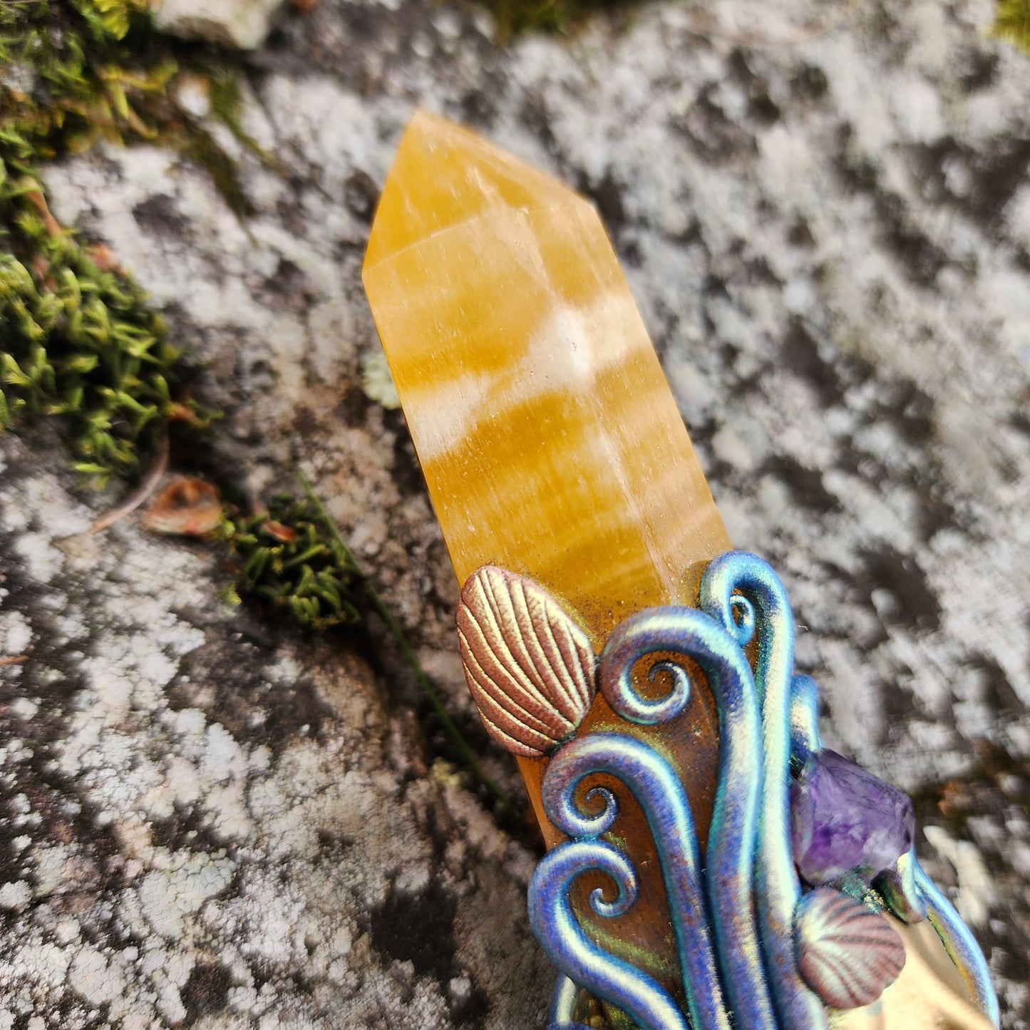 Vibrational Wands- Yellow Calcite & Fluorite