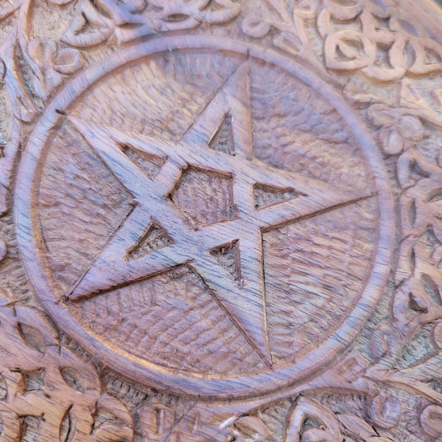 Hand Carved Wooden Pentagram Altar/Cleansing Tile