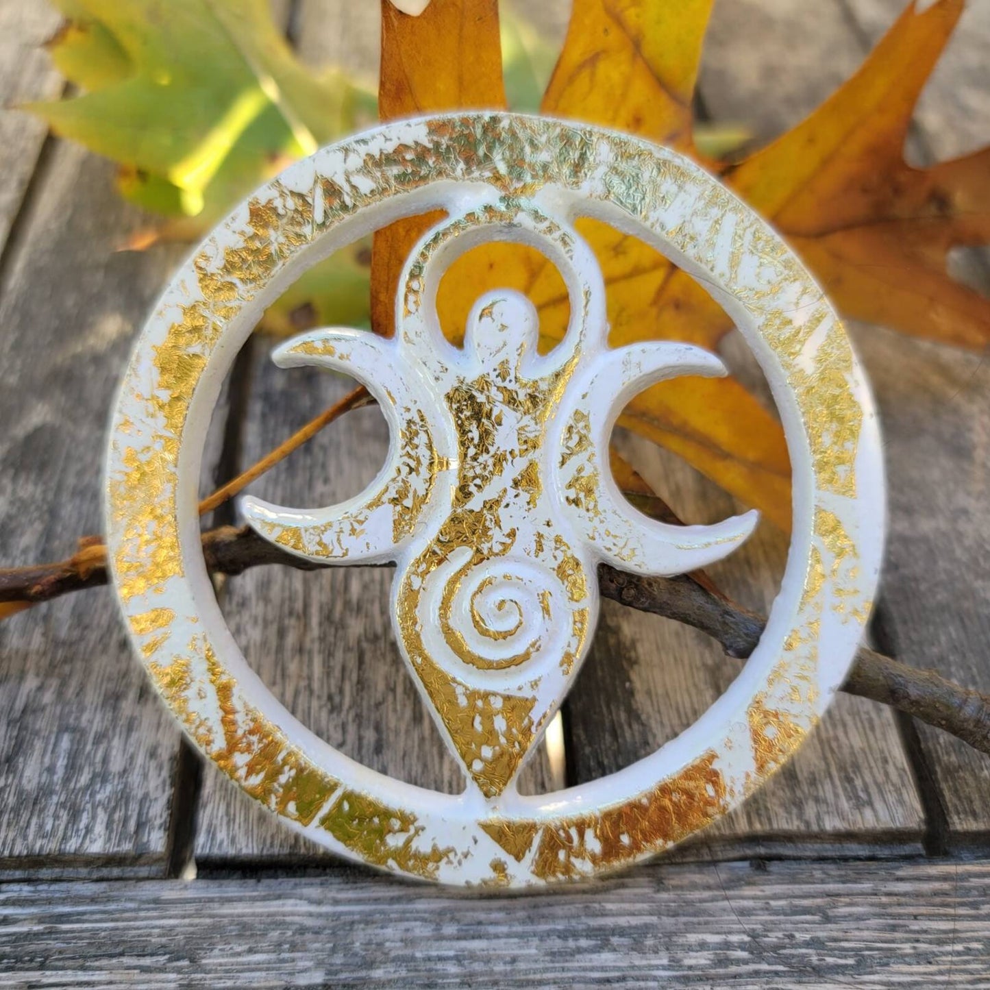 White and Gold Triple Goddess Altar/Cleansing Tile