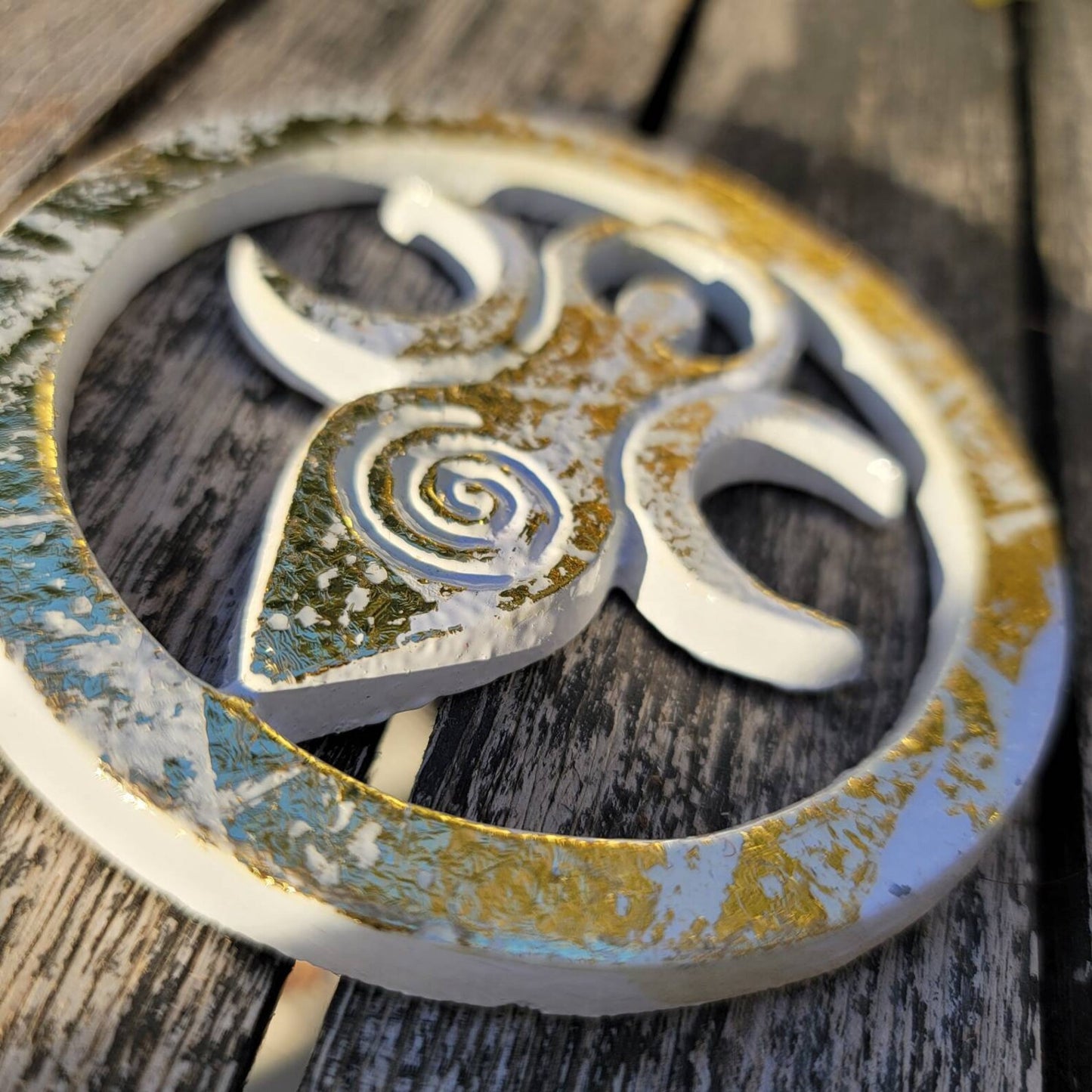 White and Gold Triple Goddess Altar/Cleansing Tile